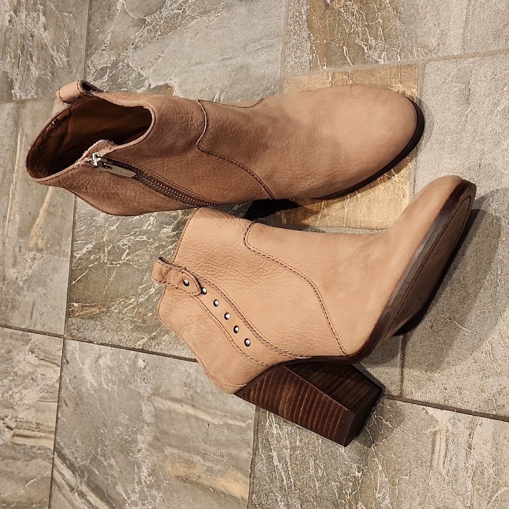 Coach Haven Tan Leather Ankle Heel Boot